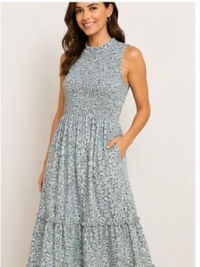 Light Blue Floral Tiered Maxi Dress - Casual Feminine Style